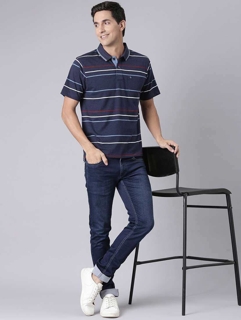 men striped short sleeve regular fit polo t-shirt - 22094109 -  Standard Image - 3