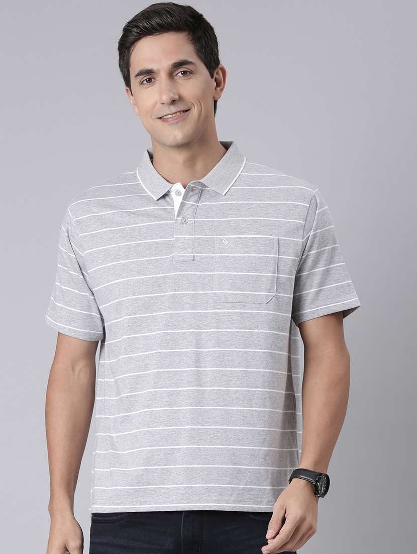 men striped short sleeve regular fit polo t-shirt