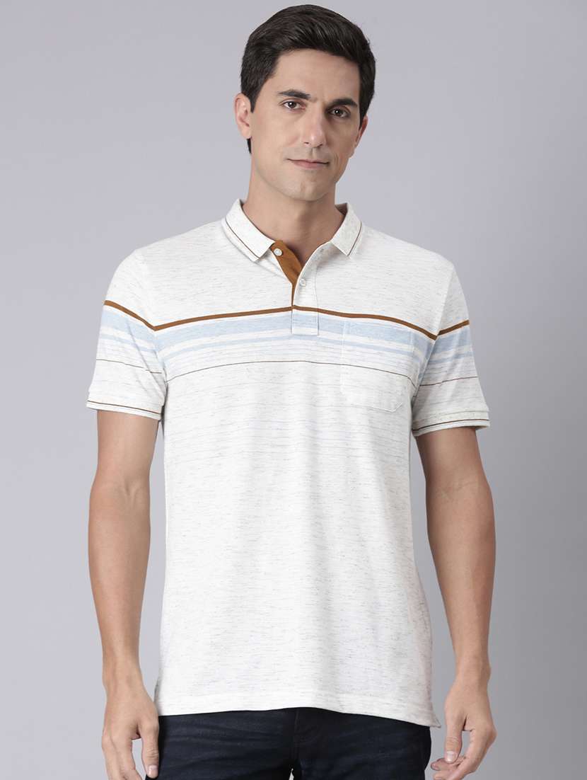 men striped short sleeve regular fit polo t-shirt