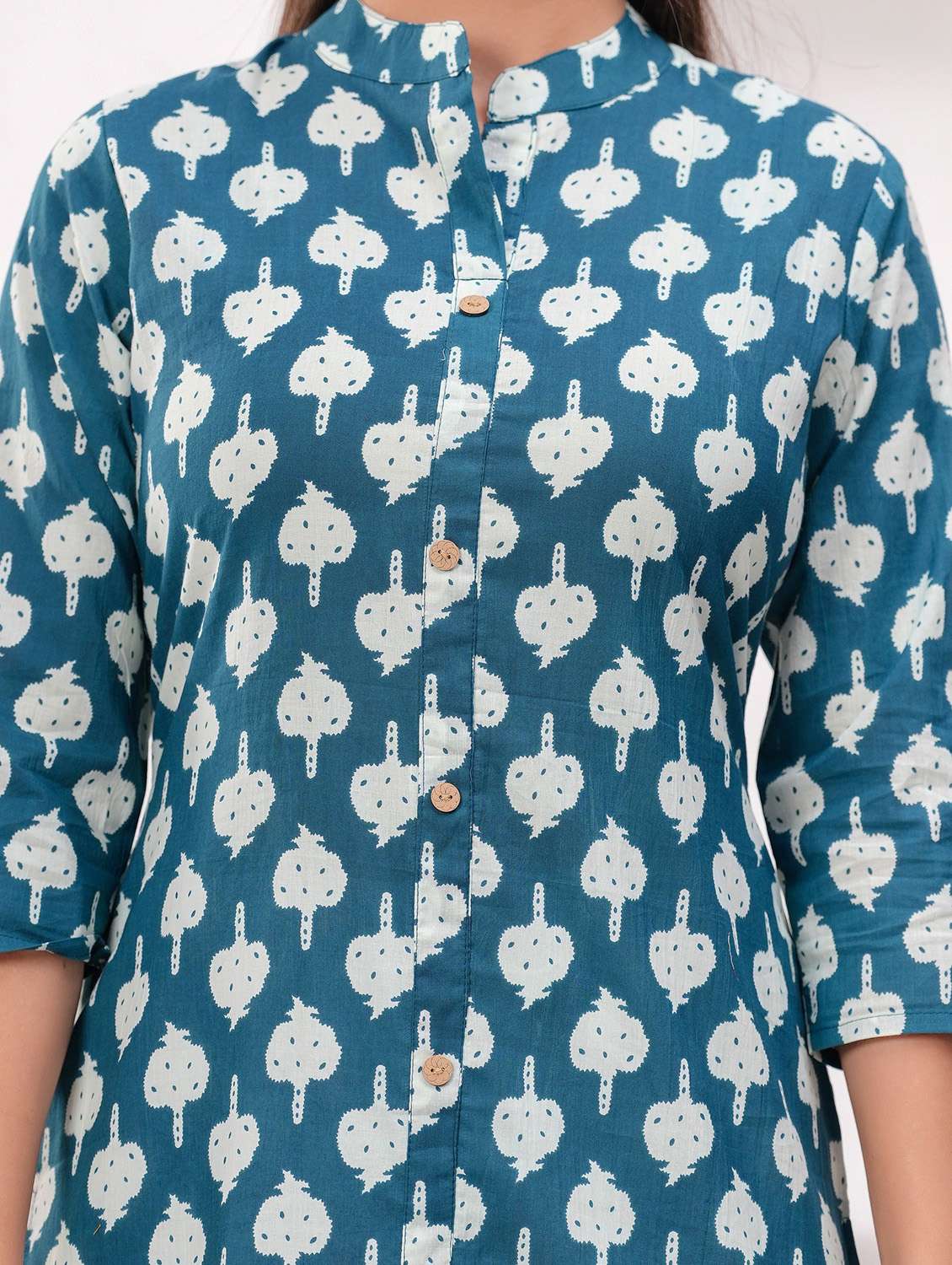 women printed three quarter sleeve straight kurta - 22094149 -  Standard Image - 5