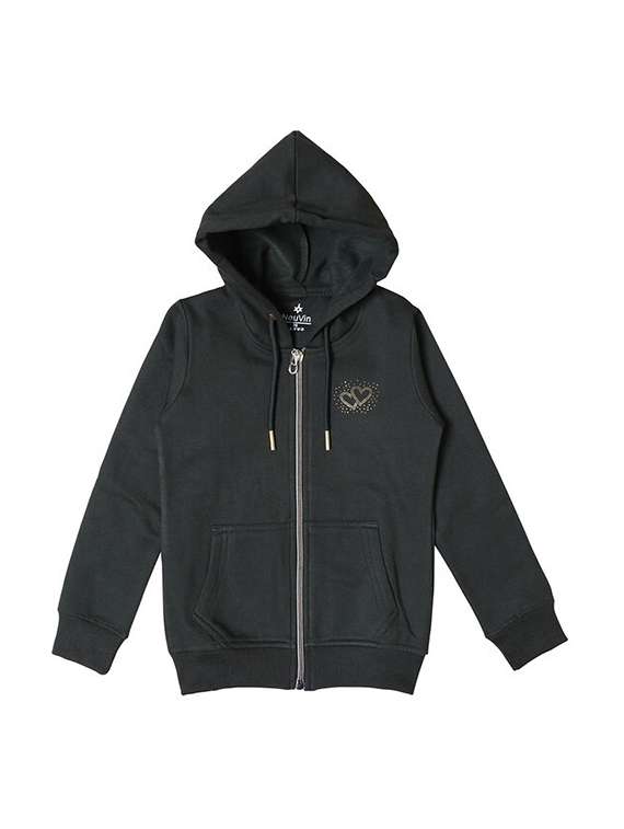 women solid long sleeve hooded sweatshirt - 22094206 - Zoom Image - 0