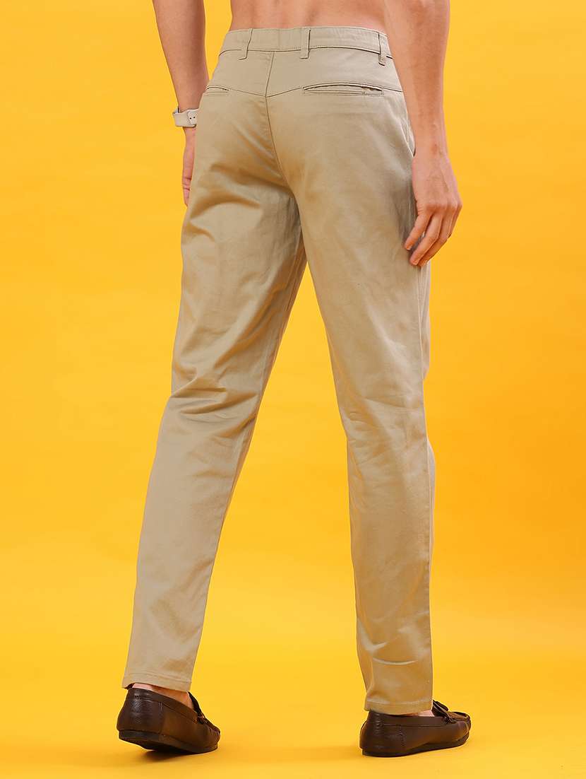 men solid mid rise casual chinos - 22094224 -  Standard Image - 3