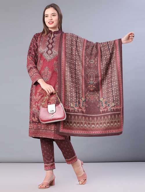 women printed long sleeve kurta pant with dupatta set - 22094378 -  Standard Image - 0