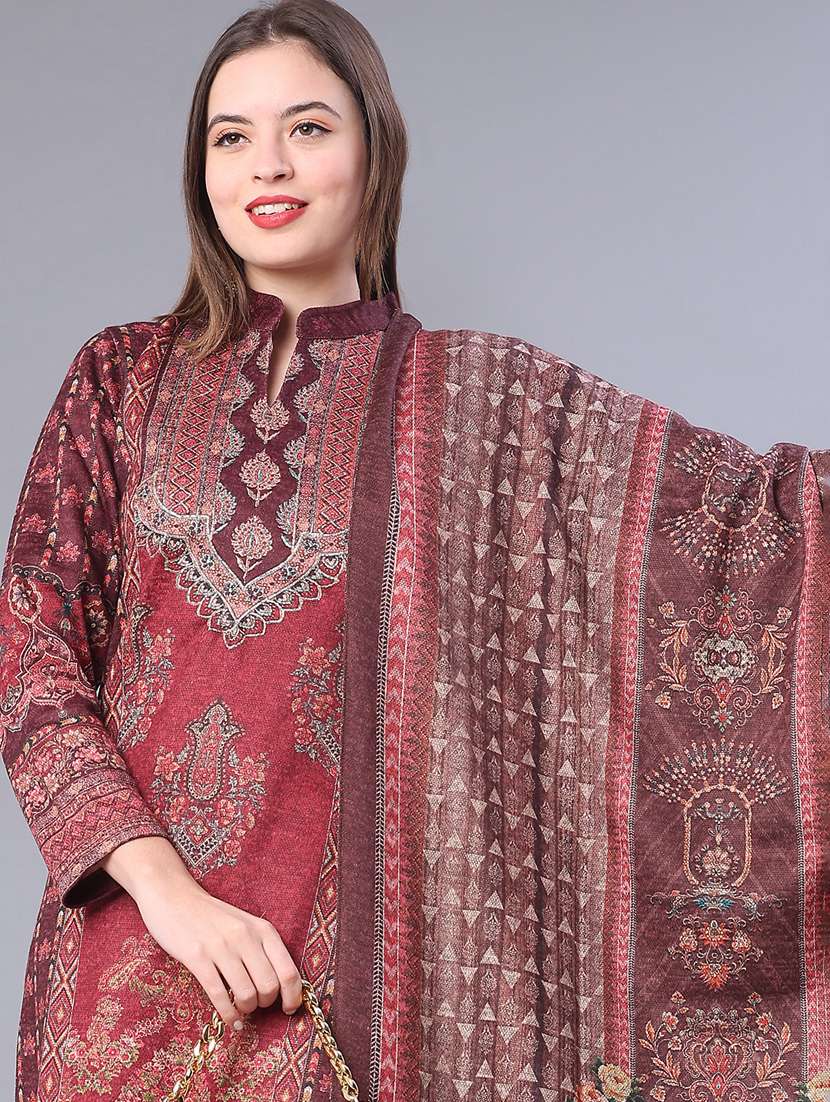 women printed long sleeve kurta pant with dupatta set - 22094378 -  Standard Image - 3