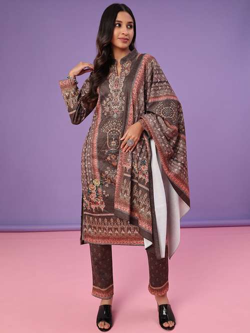 women printed long sleeve kurta pant with dupatta set - 22094379 -  Standard Image - 0