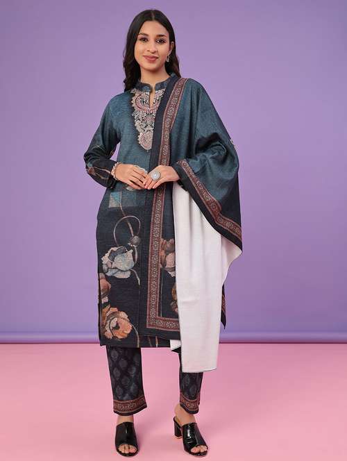 women printed long sleeve kurta pant with dupatta set - 22094386 -  Standard Image - 0