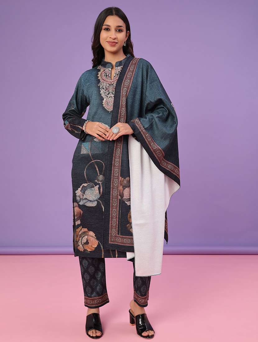 women printed long sleeve kurta pant with dupatta set - 22094386 -  Zoom Image - 0