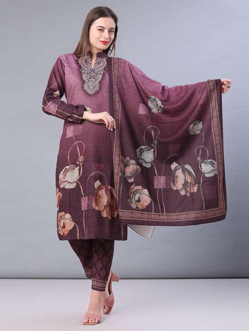 women printed long sleeve kurta pant with dupatta set - 22094390 -  Standard Image - 0