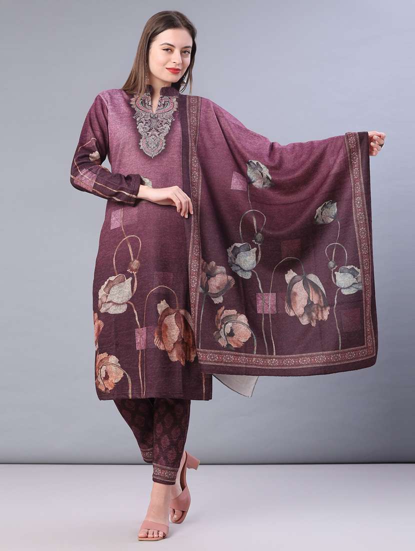 women printed long sleeve kurta pant with dupatta set - 22094390 -  Zoom Image - 0