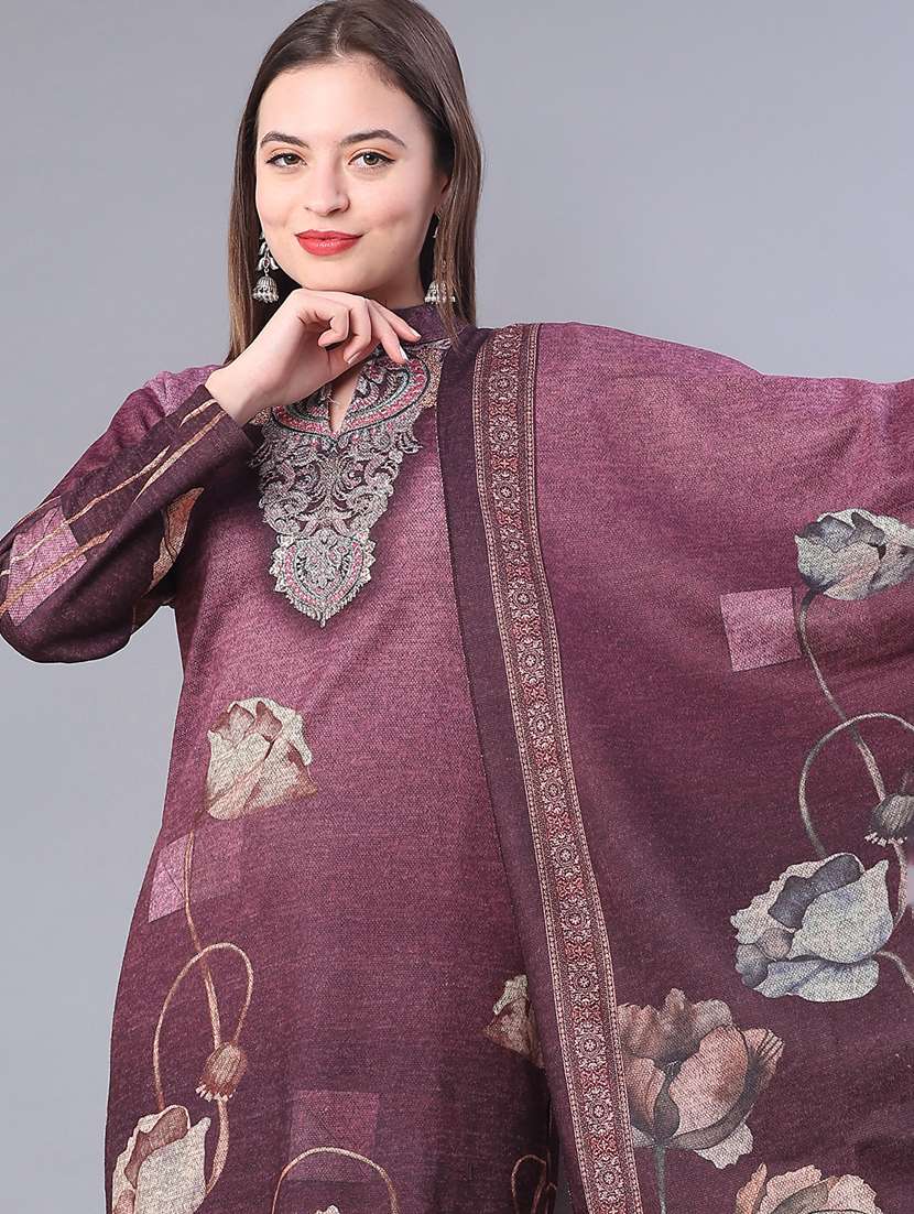 women printed long sleeve kurta pant with dupatta set - 22094390 -  Standard Image - 3