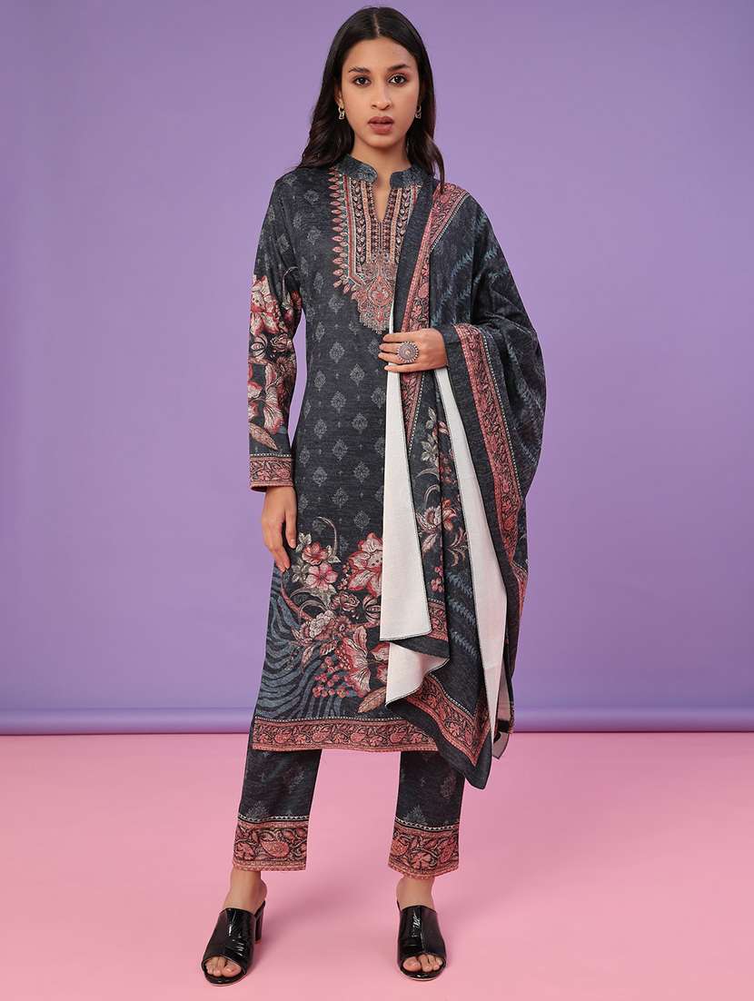 women printed long sleeve kurta pant with dupatta set - 22094392 -  Zoom Image - 0