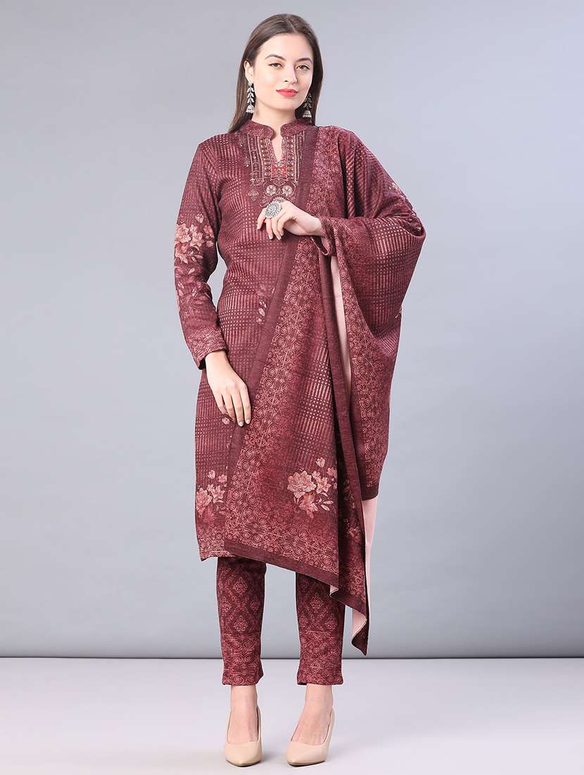women printed long sleeve kurta pant with dupatta set - 22094397 -  Zoom Image - 0