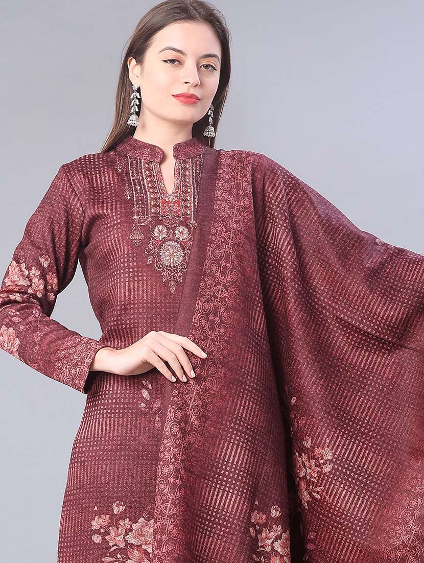 women printed long sleeve kurta pant with dupatta set - 22094397 -  Standard Image - 3