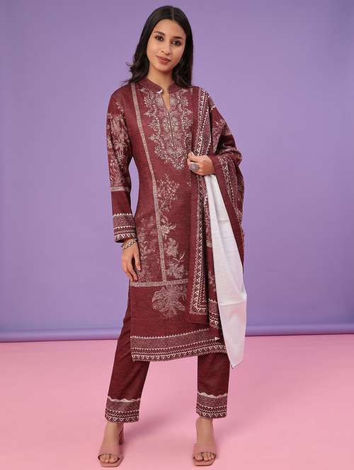 women printed long sleeve kurta pant with dupatta set - 22094402 -  Standard Image - 0
