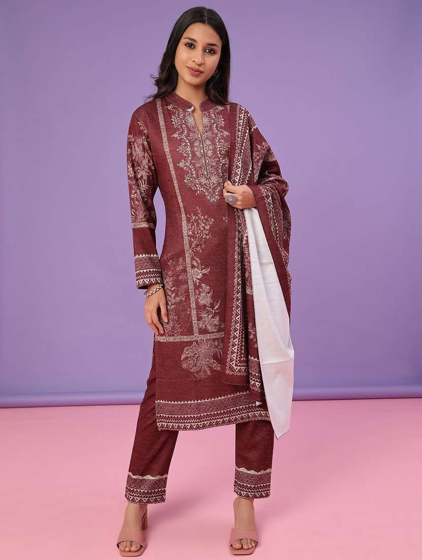women printed long sleeve kurta pant with dupatta set - 22094402 -  Zoom Image - 0