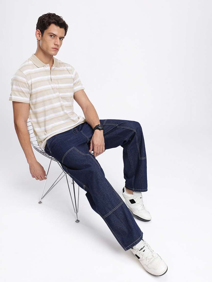 men striped short sleeve regular fit polo t-shirt - 22094405 -  Standard Image - 3