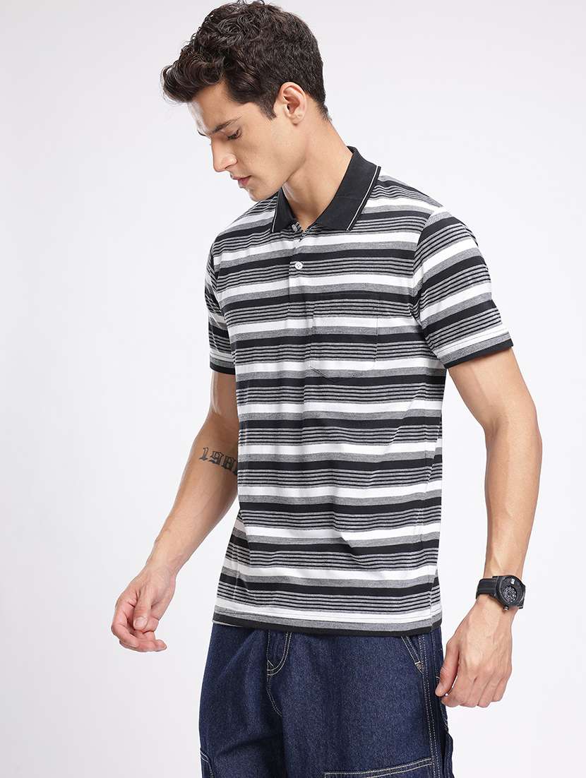 men striped short sleeve regular fit polo t-shirt