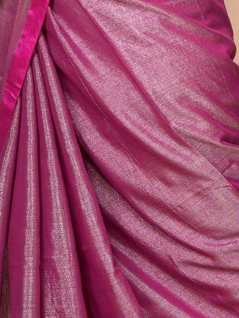 women solid handloom saree with blouse - 22094445 -  Standard Image - 3