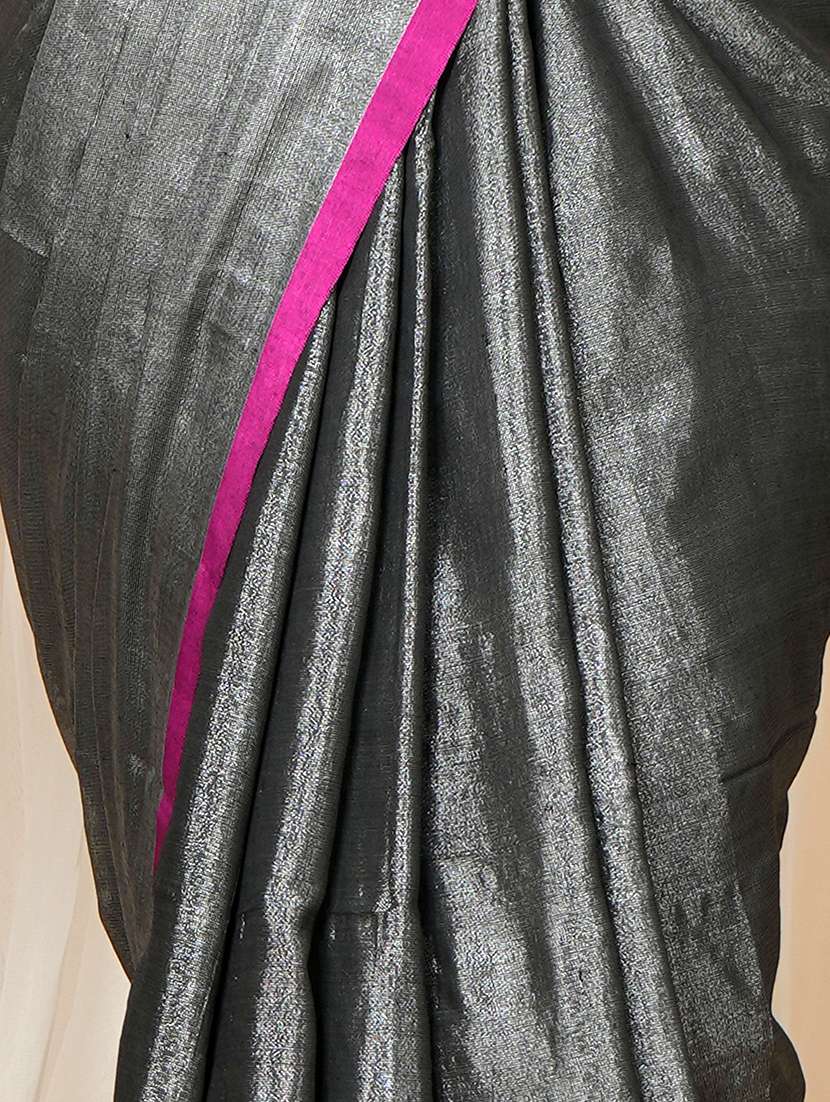 women solid handloom saree with blouse - 22094446 -  Standard Image - 3