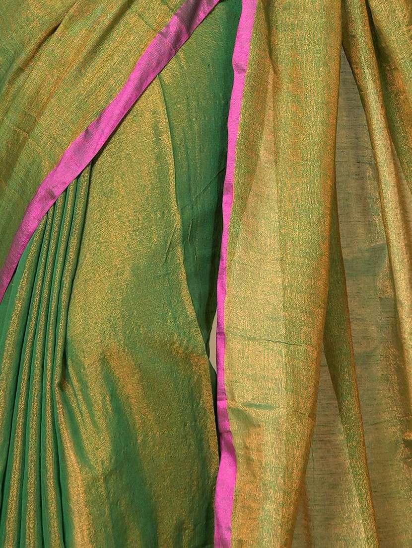 women solid handloom saree with blouse - 22094449 -  Standard Image - 3