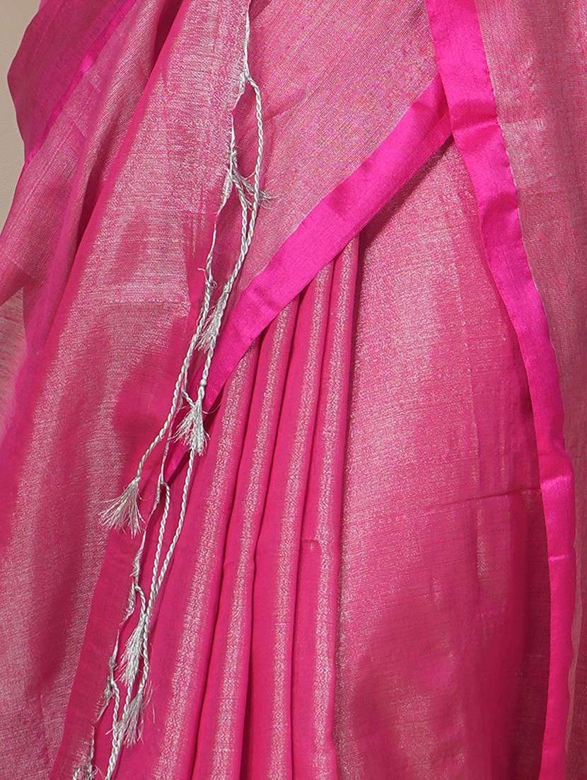 women solid handloom saree with blouse - 22094450 -  Standard Image - 3