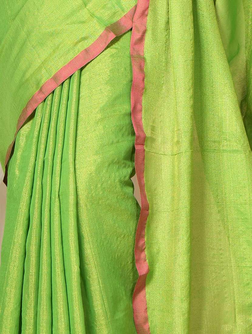 women solid handloom saree with blouse - 22094452 - Standard Image - 3