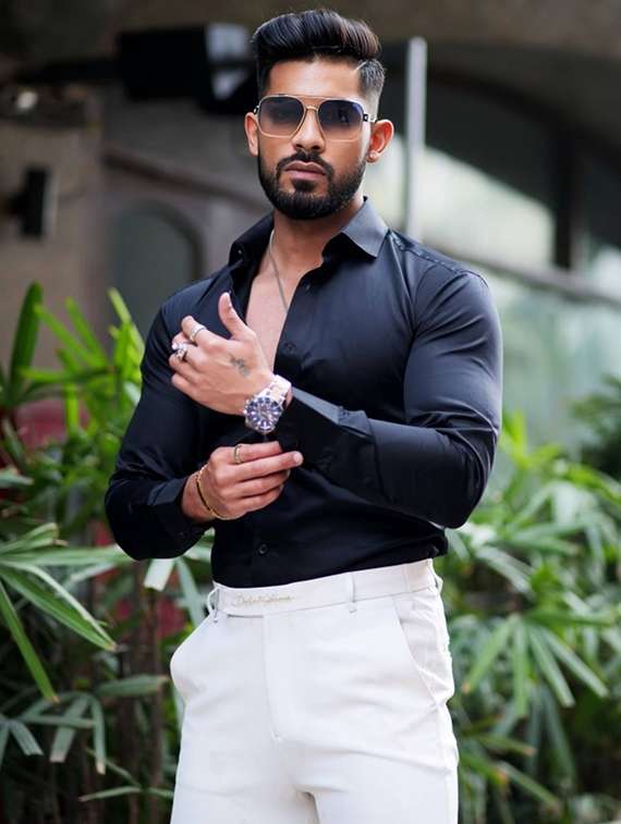men solid long sleeve slim fit casual shirt - 22094515 -  Zoom Image - 0