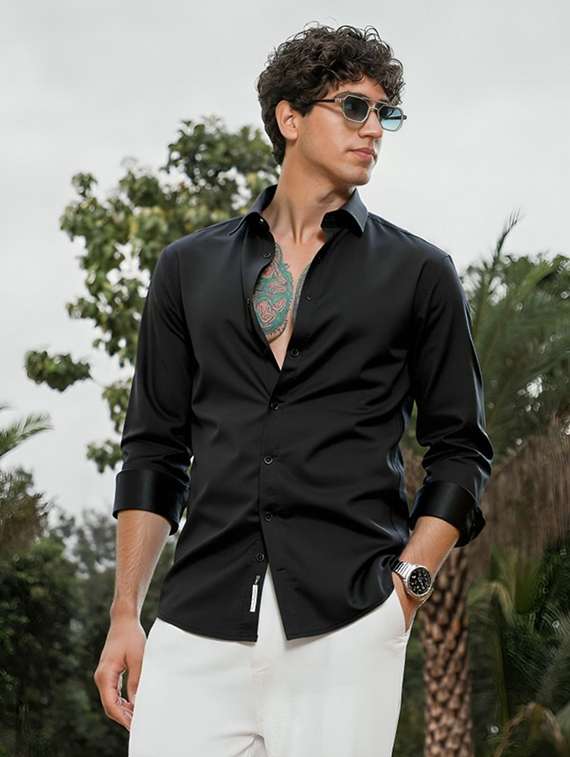 men solid long sleeve regular fit casual shirt