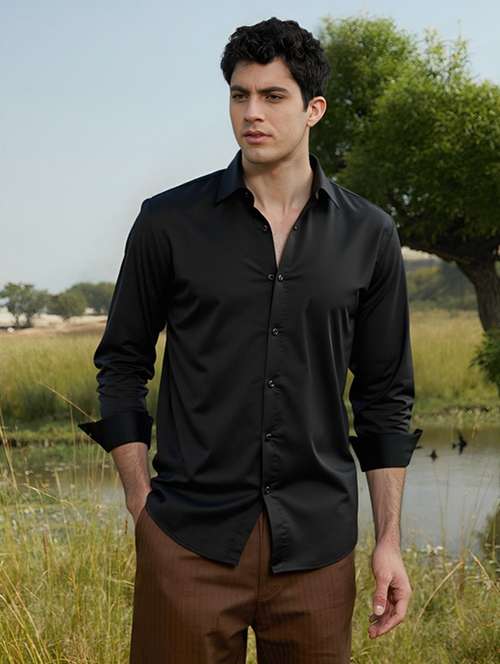men solid long sleeve regular fit casual shirt - 22094526 -  Standard Image - 0