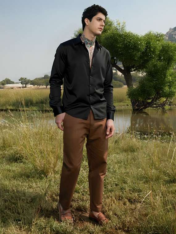 men solid long sleeve regular fit casual shirt - 22094526 -  Standard Image - 3