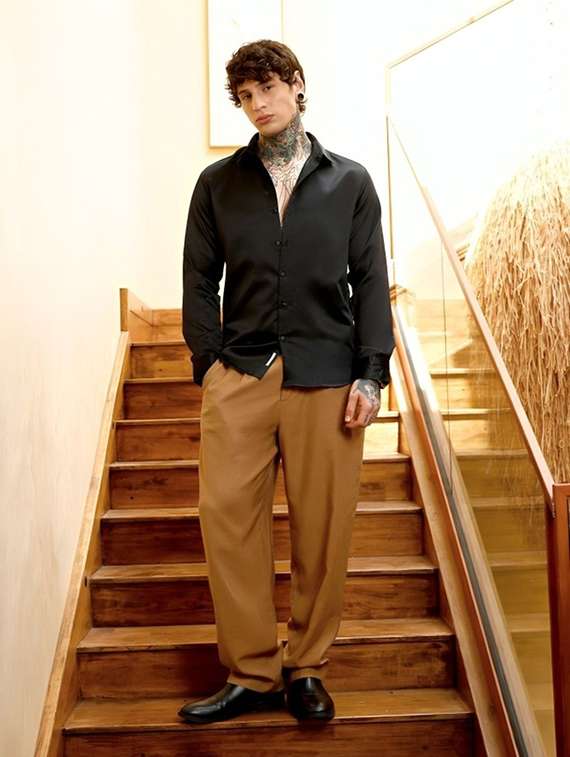men solid long sleeve regular fit casual shirt - 22094528 -  Standard Image - 3