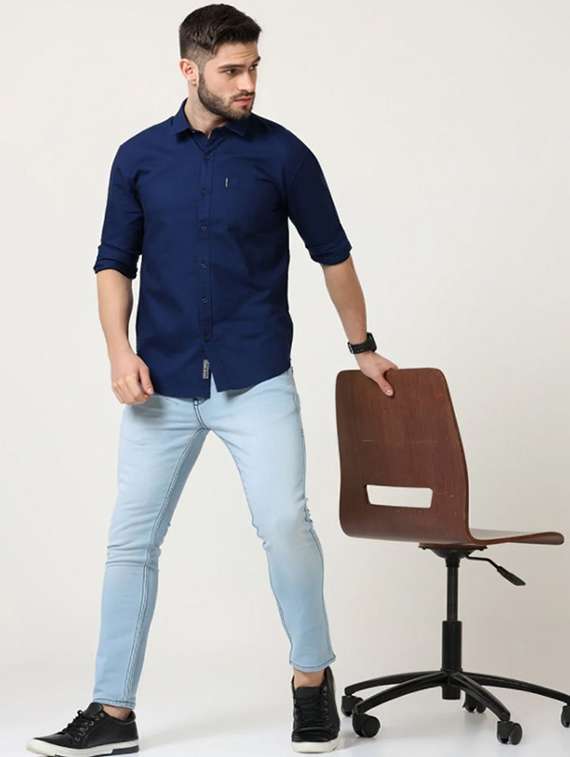 men solid long sleeve regular fit casual shirt - 22094541 -  Standard Image - 3
