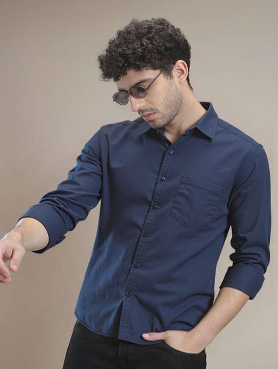men solid long sleeve regular fit casual shirt