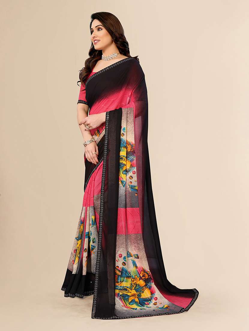 women printed casual wear saree with blouse - 22099427 - Standard Image - 3
