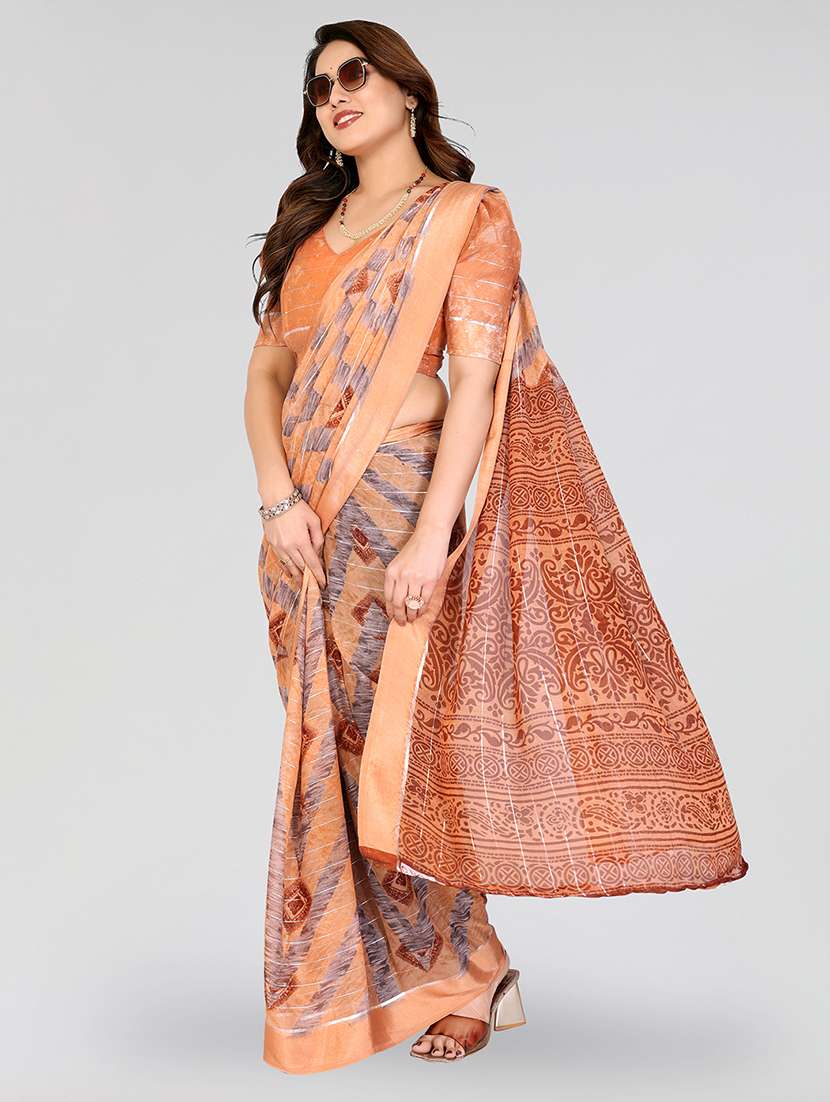 women printed casual wear saree with blouse - 22100164 -  Zoom Image - 0