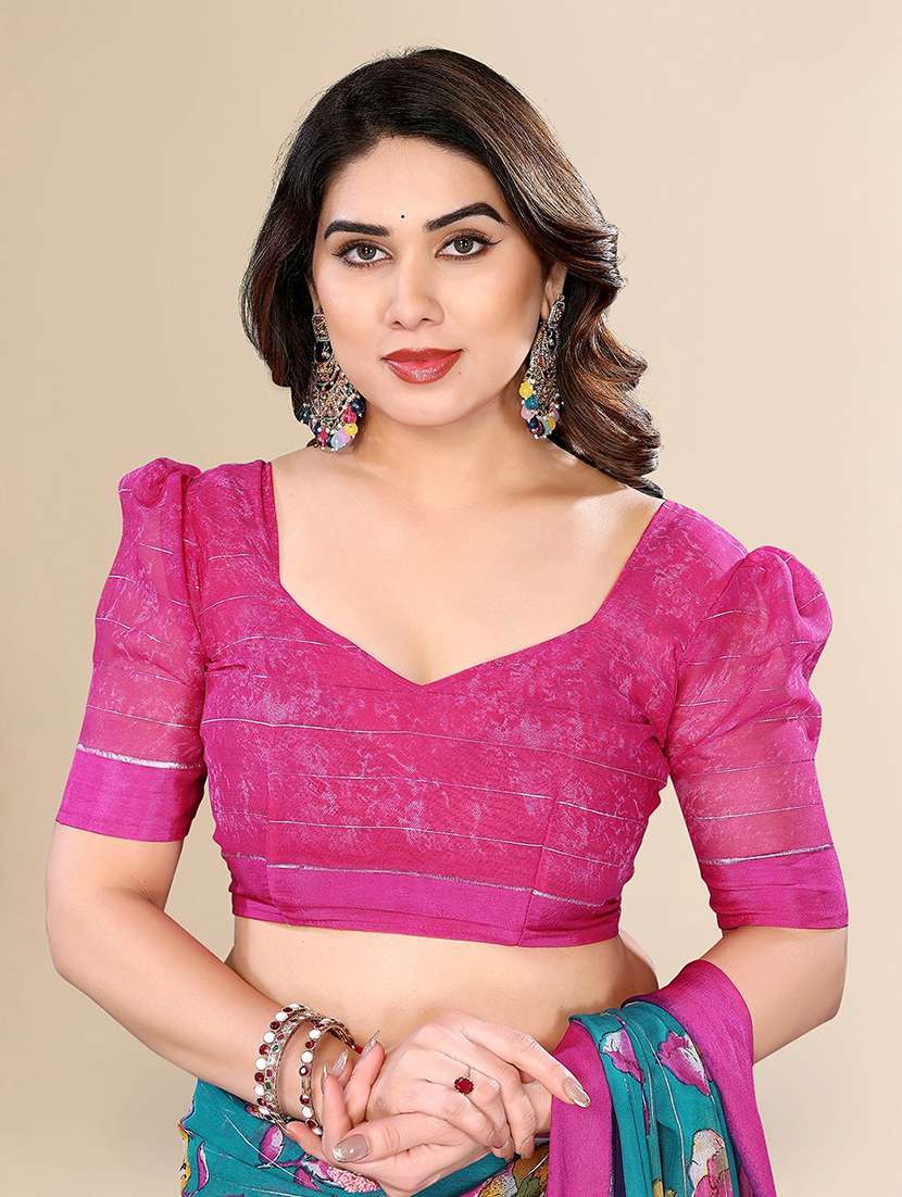 women printed casual wear saree with blouse - 22100389 -  Standard Image - 3