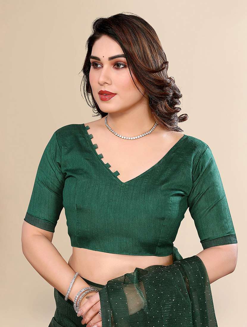 women solid with work embellished saree with blouse - 22100406 -  Standard Image - 3