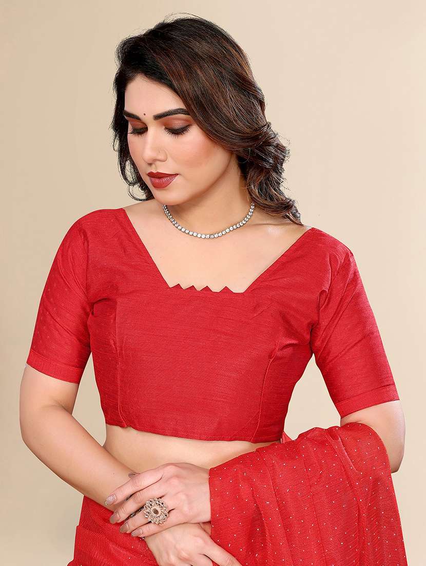 women solid with work embellished saree with blouse - 22100413 -  Standard Image - 3