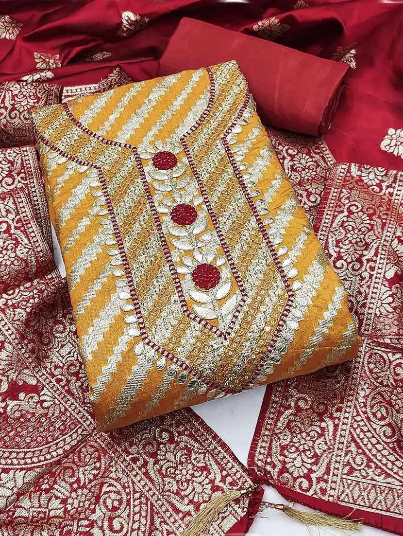 women self design embroidered unstitched suit set