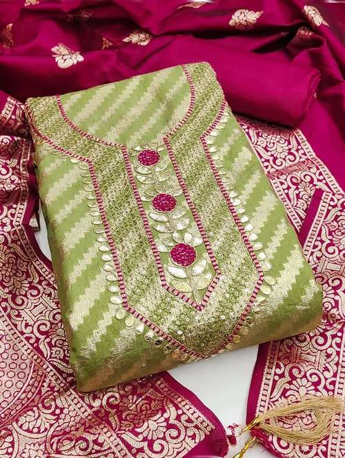 women self design embroidered unstitched suit set - 22100830 - Standard Image - 0