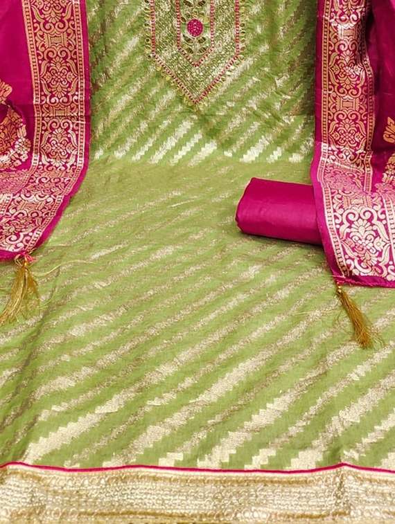 women self design embroidered unstitched suit set - 22100830 - Standard Image - 3