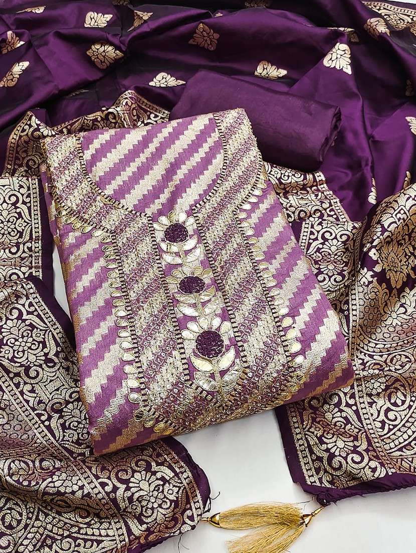 women self design embroidered unstitched suit set - 22100831 - Zoom Image - 0