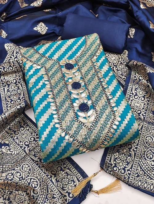 women self design embroidered unstitched suit set - 22100832 - Standard Image - 0