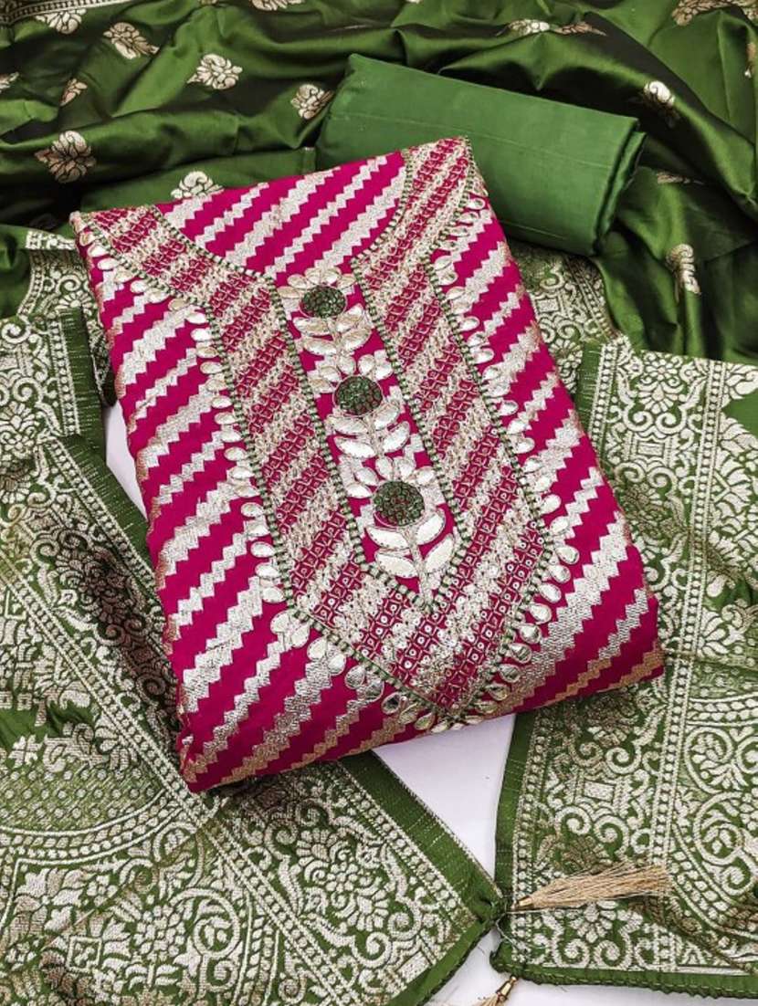 women self design embroidered unstitched suit set