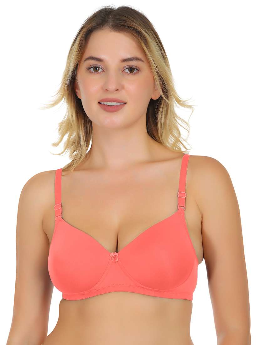 women solid lightly padded bra