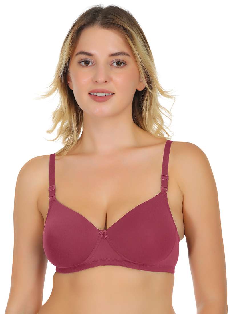 women solid lightly padded bra