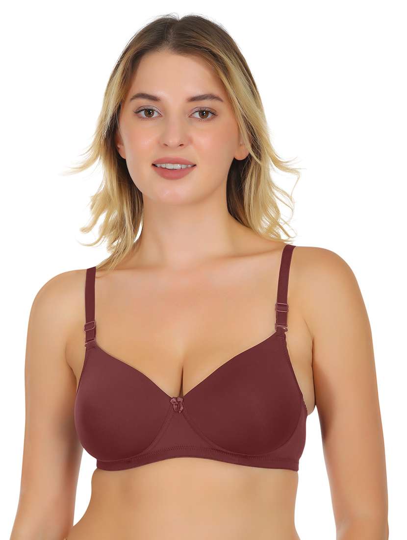 women solid lightly padded bra
