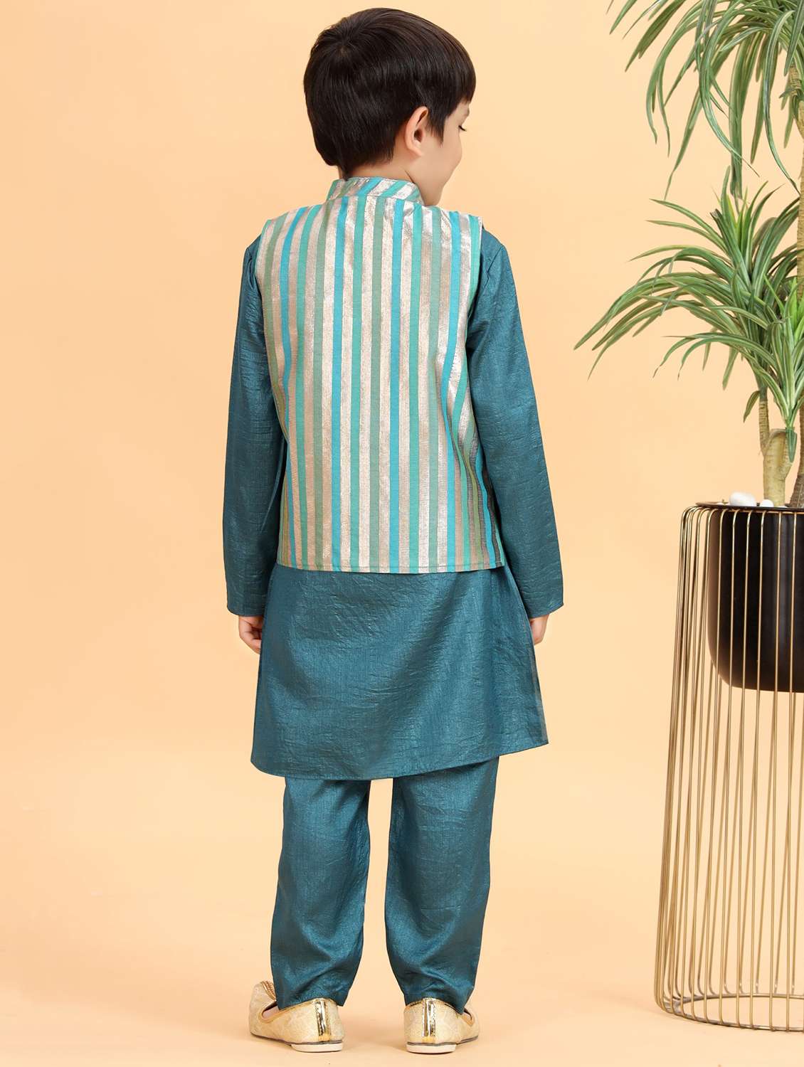 boys long sleeve kurta pyjama with jacket set - 22100907 -  Standard Image - 3