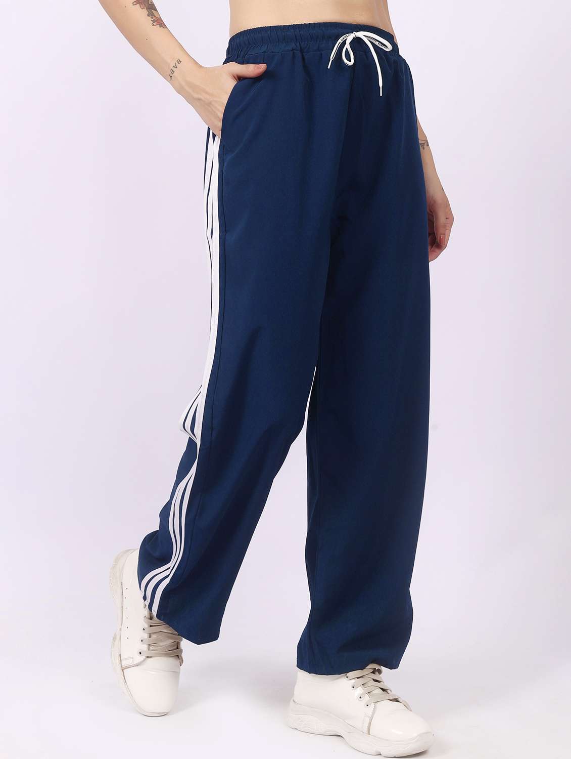 blue polyester regular track pants - 22100912 - Standard Image - 3