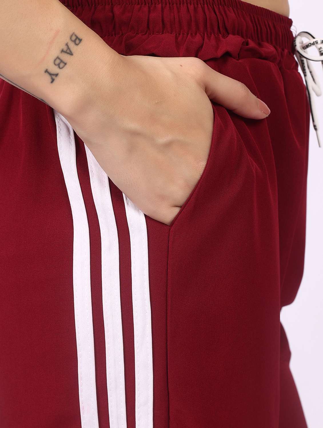 maroon lounge wear regular fit trackpants - 22100917 -  Standard Image - 3
